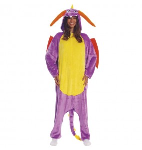 Kostüm Sie sich als Lila Drachen Spyro Onesie Kostüm für Damen-Frau für Spaß und Vergnügungen