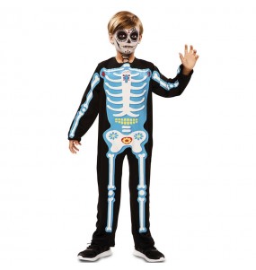 Tag der Toten Blaues Skelett Kostüm für Kinder