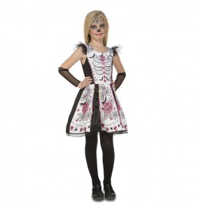 Verkleiden Sie die Weißes Catrina SkelettMädchen für eine Halloween-Party