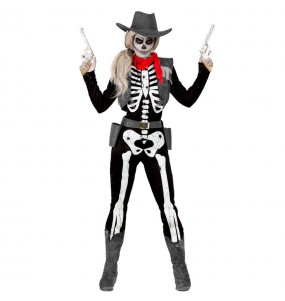 Cowgirl Skelett Kostüm Frau für Halloween Nacht