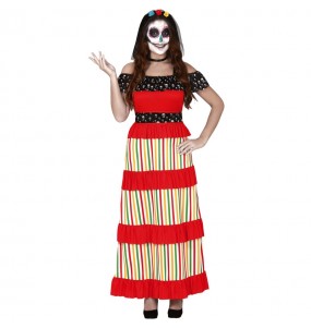 Tag des toten Skeletts Kostüm Frau für Halloween Nacht