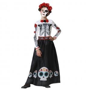 Mexikanische Skelett Catrina Kostüm für Mädchen