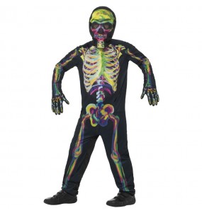 Mehrfarbiges Skelett Kinderverkleidung für eine Halloween-Party
