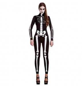Skelett Kostüm Frau für Halloween Nacht