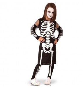 Unheimliches Skelett Kostüm für Mädchen