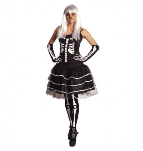 Skelett mit Rock Kostüm Frau für Halloween Nacht