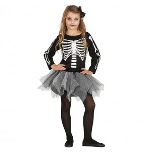 Verkleiden Sie die Graues Tutu SkelettMädchen für eine Halloween-Party