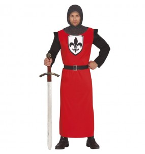 Roter mittelalterlicher Krieger Kostüm für Herren