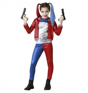 Harley Quinn blau und rot Kostüm für Mädchen
