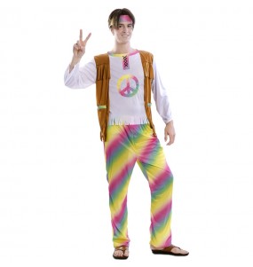 Regenbogen Hippie Erwachseneverkleidung für einen Faschingsabend