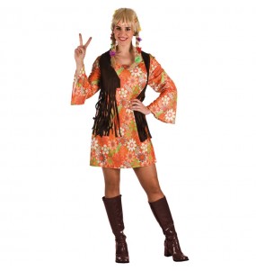Kostüm Sie sich als Braunes Hippie Kostüm für Damen-Frau für Spaß und Vergnügungen