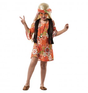 Braunes Hippie Kostüm für Mädchen