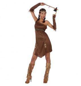 Kostüm Sie sich als Braunes Indianer Kostüm für Damen-Frau für Spaß und Vergnügungen