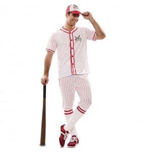 Retro Baseball Spieler Erwachseneverkleidung für einen Faschingsabend