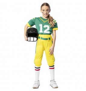 Grüner American Football-Spieler Kostüm für Mädchen