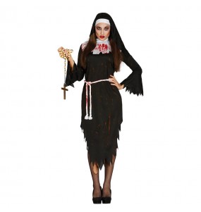 Blutige Zombie Nonne Kostüm Frau für Halloween Nacht