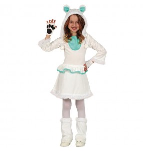 Eisbär mit Kapuze Kostüm für Mädchen
