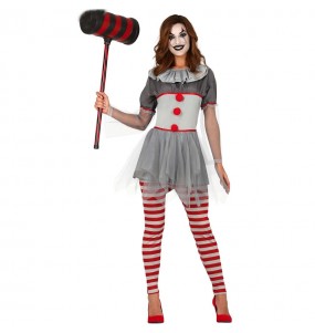 Böser Clown Kostüm Frau für Halloween Nacht