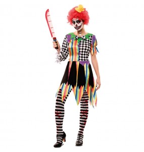 Verfluchter Clown Kostüm Frau für Halloween Nacht