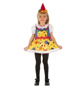 Clown mit mehrfarbigen Tupfen Kostüm für Mädchen