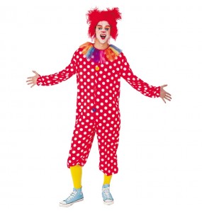 Rotes Clown Erwachseneverkleidung für einen Faschingsabend