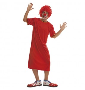 Roter Clown Erwachseneverkleidung für einen Faschingsabend