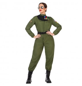 Kostüm Sie sich als Dekorierter Kampffliegerin Kostüm für Damen-Frau für Spaß und Vergnügungen