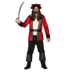 Roter Schädel-Pirat Erwachseneverkleidung für einen Faschingsabend