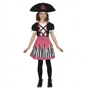 Piraten-Totenkopf rosa Kostüm für Mädchen