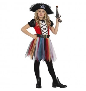 Mehrfarbiger Pirat Kostüm für Mädchen