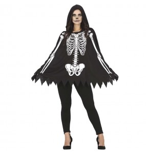 Skelett-Poncho Kostüm für Damen