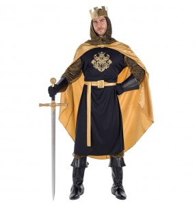 Goldener mittelalterlicher König Erwachseneverkleidung für einen Faschingsabend