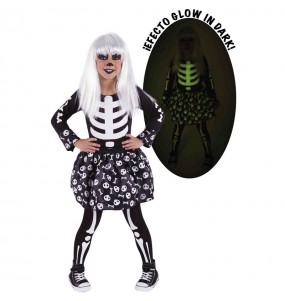 Verkleiden Sie die Skelett Leuchtet im DunkelnMädchen für eine Halloween-Party