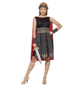 Schwarzer römischer Soldat Kostüm für Damen