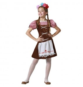 Tirolerin Oktoberfest Braun Kostüm für Mädchen