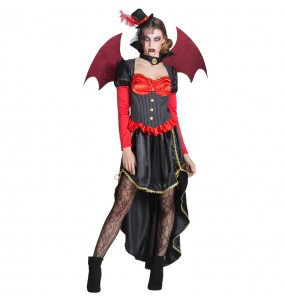 Viktorianischer Vampirin mit Flügeln Kostüm Frau für Halloween Nacht
