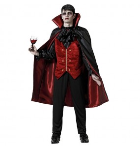 Rote Vampirin mit Umhang Kostüm für Herren
