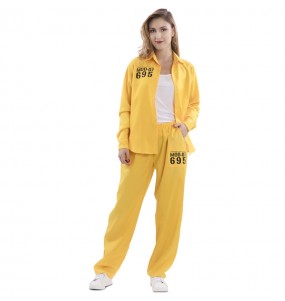 Kostüm Sie sich als Gelber SträflingKostüm für Damen-Frau für Spaß und Vergnügungen