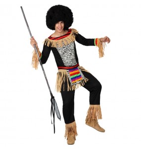 Zulu Krieger Erwachseneverkleidung für einen Faschingsabend