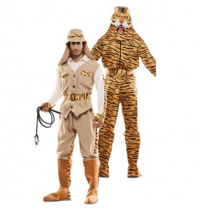 Jäger und Tiger Doppelkostüm Erwachseneverkleidung für einen Faschingsabend
