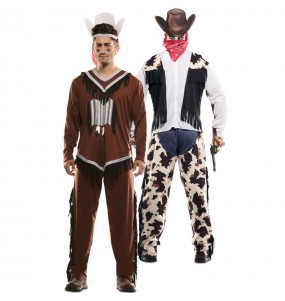 Indianer und Cowboy Doppelkostüm Erwachseneverkleidung für einen Faschingsabend