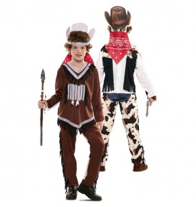 Inder und Cowboy Doppelkostüm Kinderverkleidung, die sie am meisten mögen