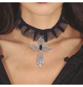Vampir-Kropfband mit Kreuz zur Vervollständigung Ihres Horrorkostüms