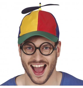Mehrfarbige Mütze mit Fächer um Ihr Kostüm zu vervollständigen