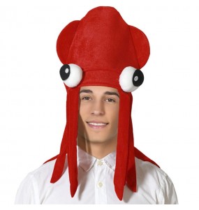Roter Tintenfisch-Hut um Ihr Kostüm zu vervollständigen