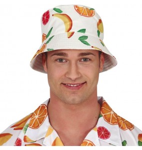 Hawaii-Hut mit Früchten um Ihr Kostüm zu vervollständigen