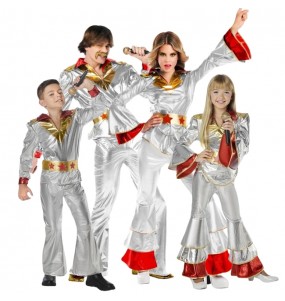 Silber Abba-Scheibe Kostüme für Gruppen und Familien