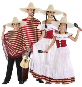 Mexikaner in Streifen Kostüme für Gruppen und Familien