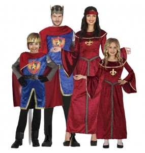 Mittelalterliche Könige in roten Mänteln Kostüme für Gruppen und Familien