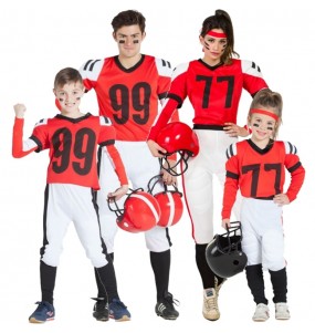 Rote American-Football-Spieler Kostüme für Gruppen und Familien